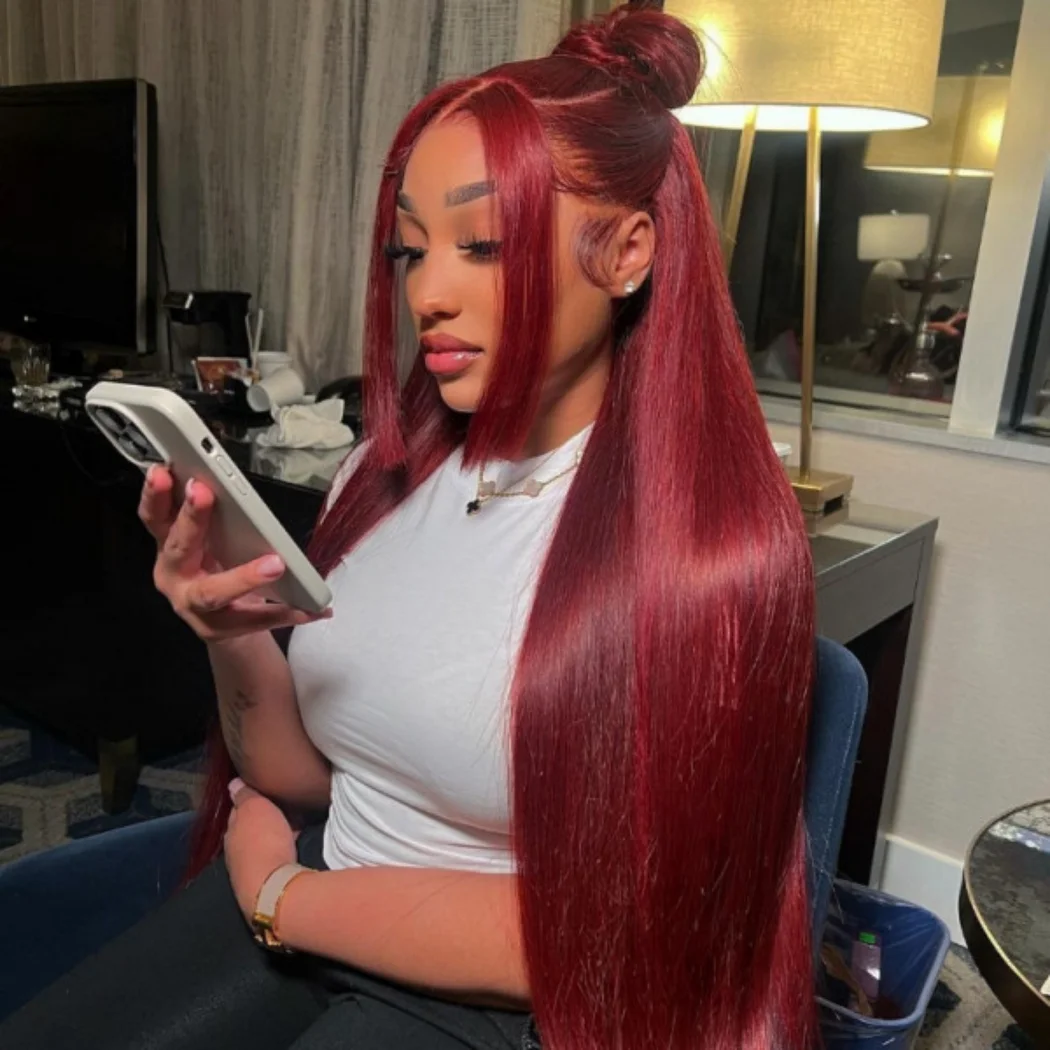

99J Burgundy 13x6 Hd Lace Front Human Hair Wigs 30 Inch Lace Front Wig Human Hair Red Human Hair Wig 250 Density Human Hair Wigs
