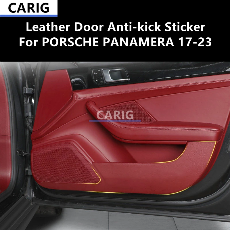 

For PORSCHE PANAMERA 17-23 Leather Door Anti-kick Sticker Modified Car Interior Protection Film Modification Accessories Refit