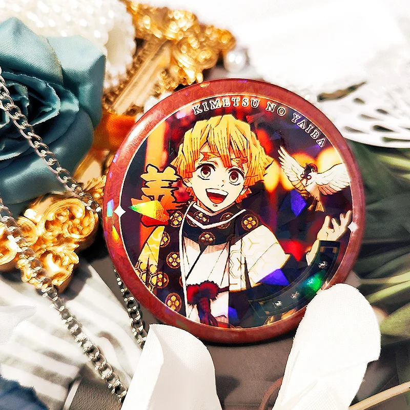 Demon Slayer Baji อุปกรณ์ต่อพ่วง Badge คอสเพลย์ Zenitsu Tanjiro Inosuke ของสะสมภาพยนตร์ Replica Anjuro Tengen แผ่นเหล็กดีบุก Badge อะนิเมะ