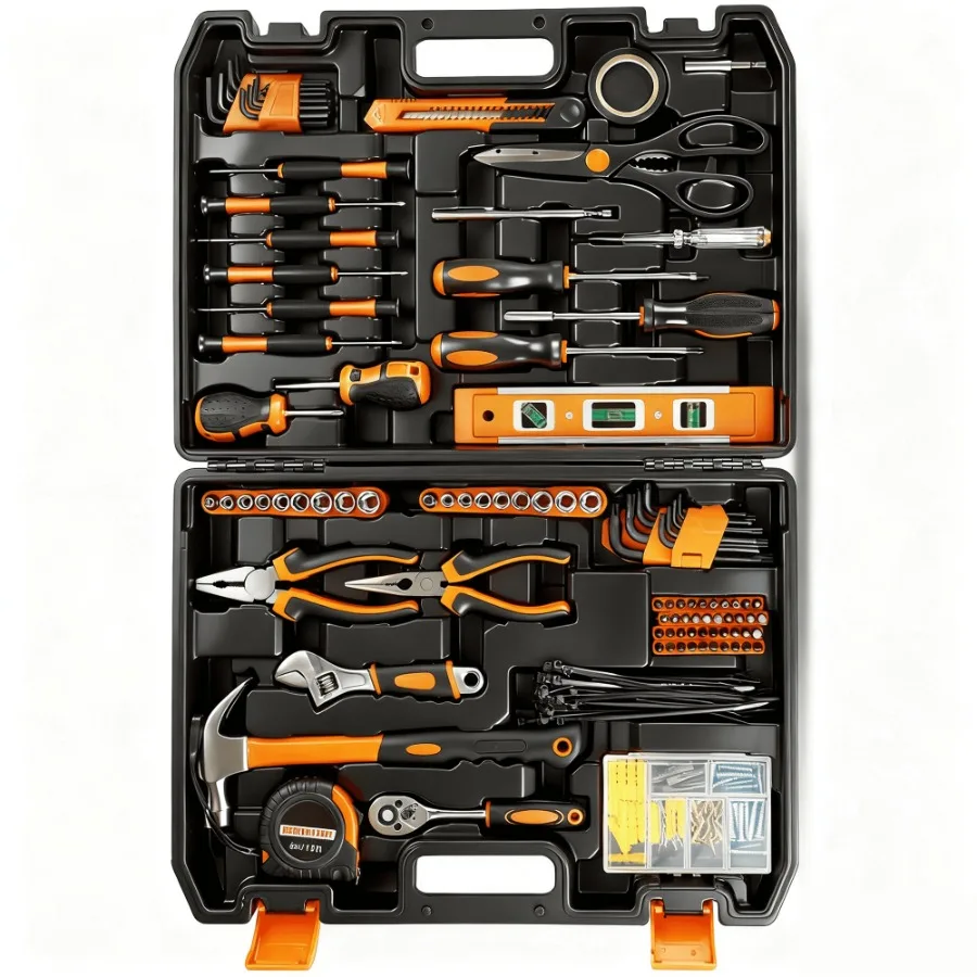 

Tool Set with Plastic Toolbox Storage Case, 242 Piece Basic Household Tool Kits, Toolbox with Tools, Mechanic Hand Tool Kit Ide