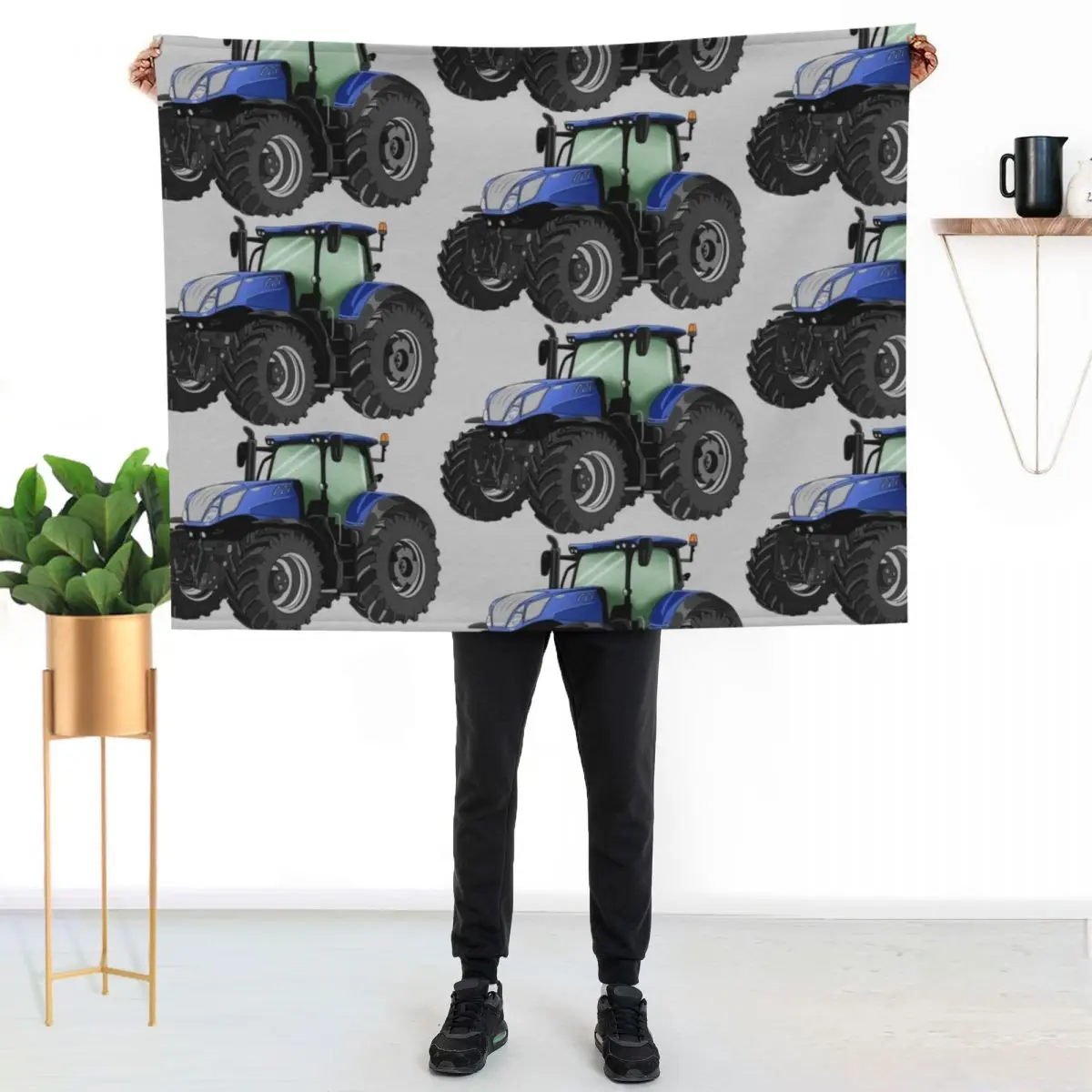 Tractor Blue Tractor Drawing Throw Blanket Tourist Hairy Blankets Sofas Of Decoration Nap Plaid on the sofa Luxury Blankets