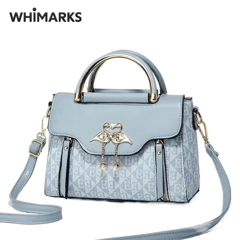 WHIMARKS Women's Handbag Lady's Shoulder Bag Embossed Plain Style Versatile Crossbody Bag PU Leather Handbags Top-Handle Bags