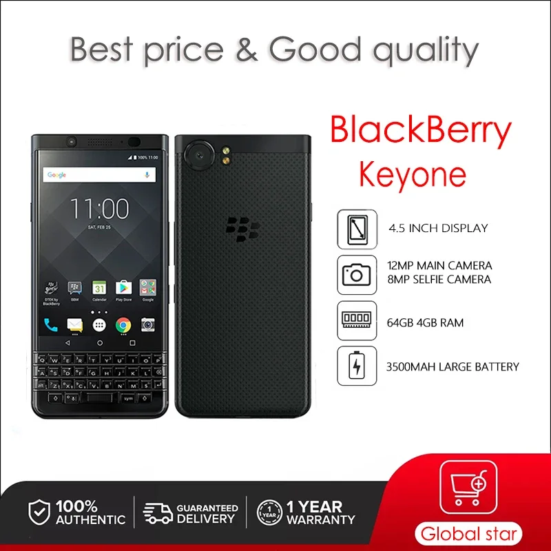 Blackberry Keyone Key1 Refurbished Original Unlocked Cellphone 32/64GB 3GB RAM 3MP Camera free shipping