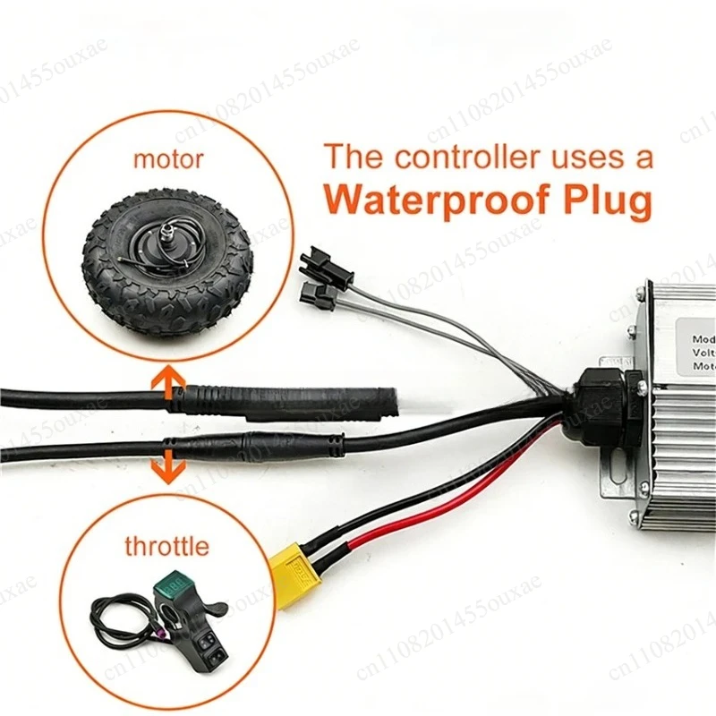 350W Waterproof Brushless Hub Motor Kit 14.5 Inch Tire Waterproof Plug Controller For Electric Fishing Vehicle