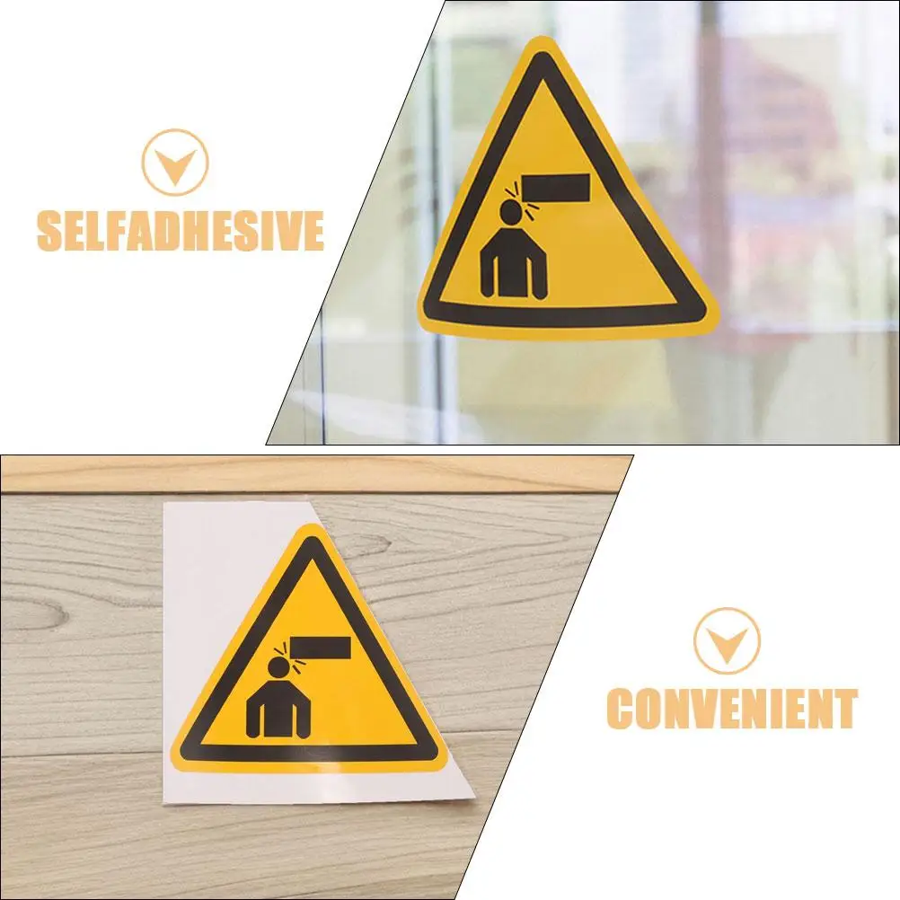 10 Pcs Safety Stickers Triangle Caution Sign Prevent Collision Traffic Watch Head Decal Watch Your Head Triangle Sign Mark