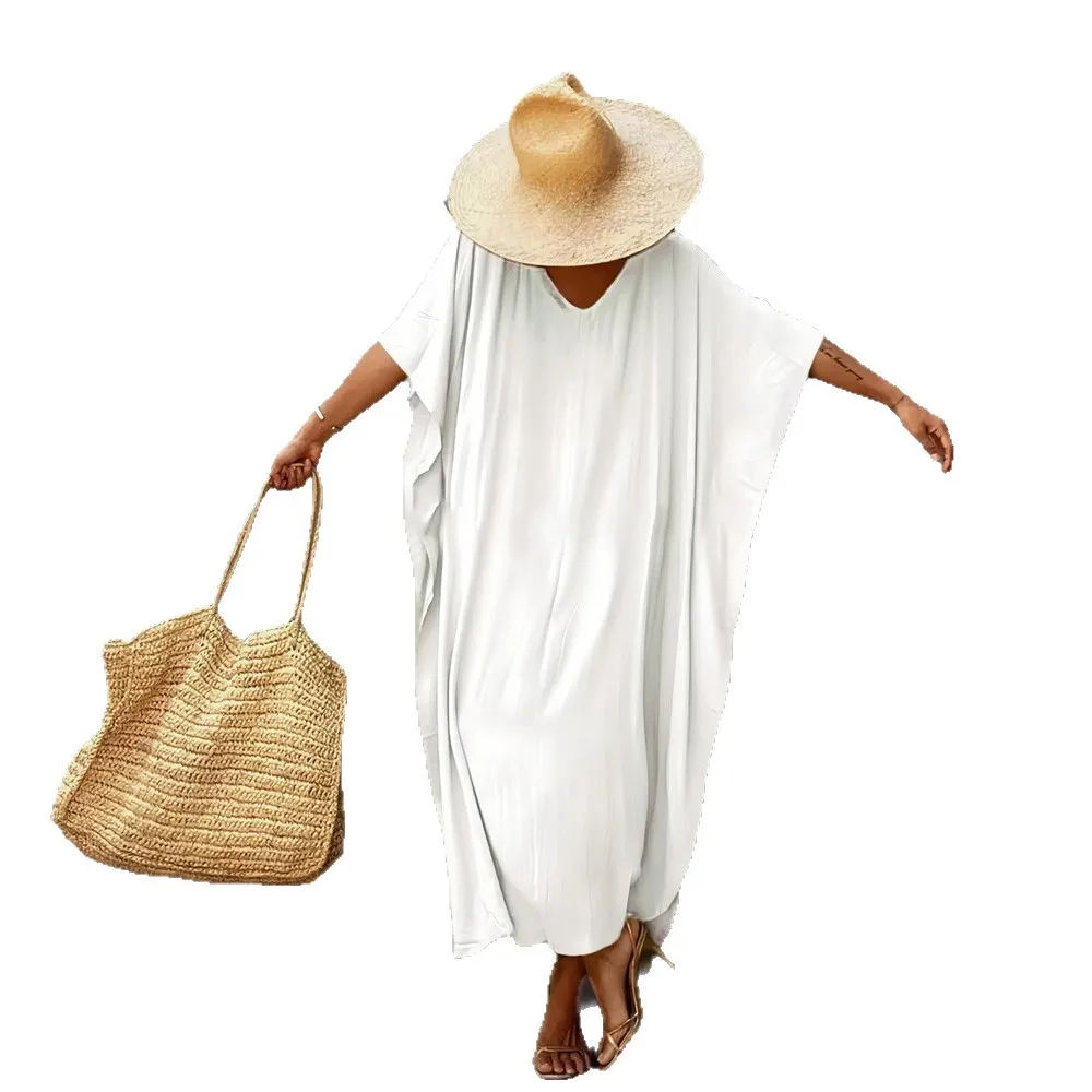 SuperAen 2025, Sommer, neuer europäischer und amerikanischer Stil, Baumwolle, lange, lockere Taille, Oversize-Gürtel, Sonnenschutz, lässiges Cover-Ups-Kleid