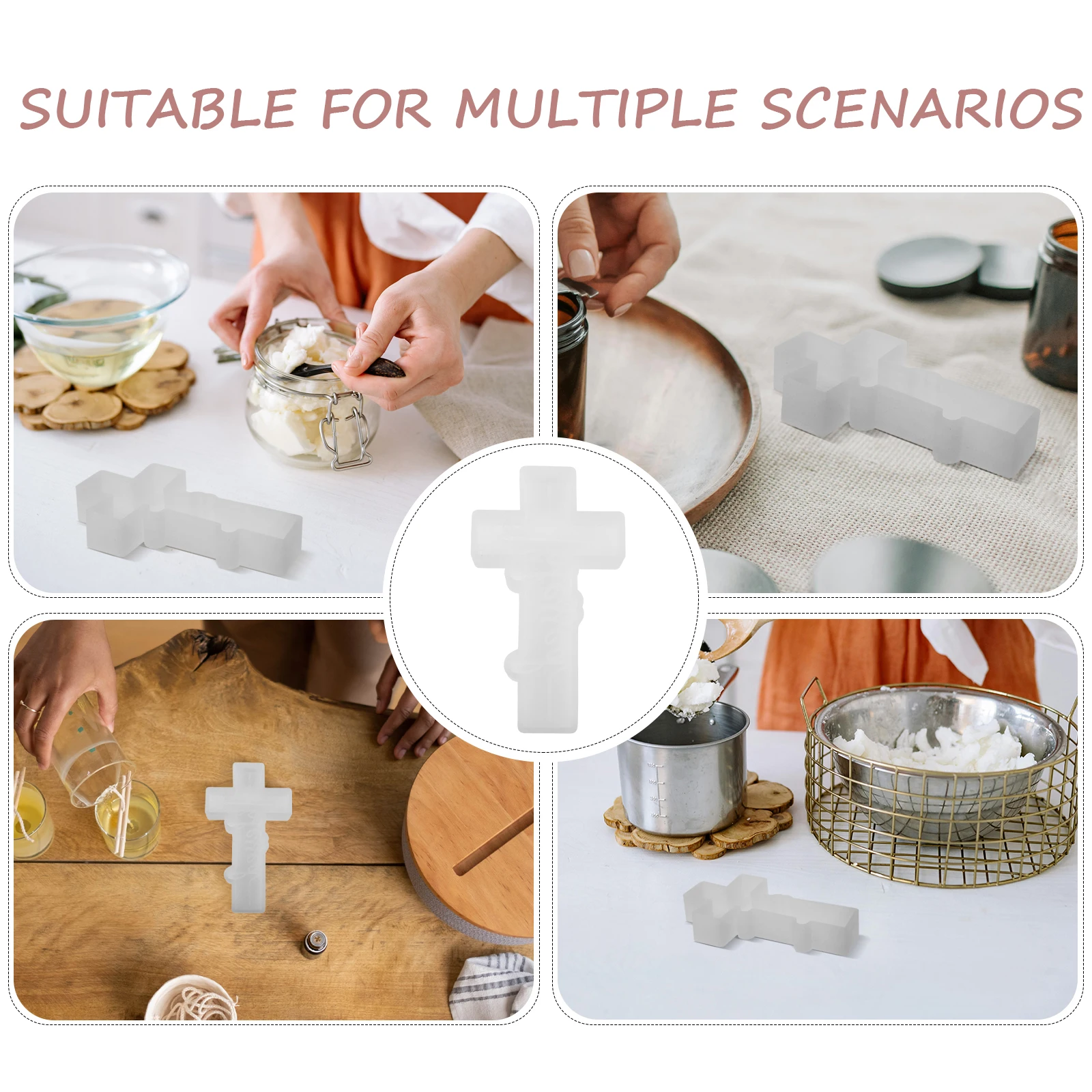 

Cross Mold Large Cross Shaped DIY Kit Epoxy Silicone Crafts Reusable Handicraft Durable Easy Demold Resin Art Decor Wax Cylinder