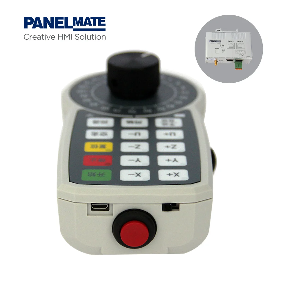 24V DC Switches 5V EtherCAT Hand-held Pendant Stations HPS with Wall Mount Bracket | 15Keys |  | 2.5, 4, 8m Cable Handwheel