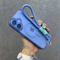 Transplant Matte Jelly Color For MagSafe Magnetic Phone Case with Wrist Strap For iPhone 16 E 15 14 13 12 11 Pro Max Back Cover