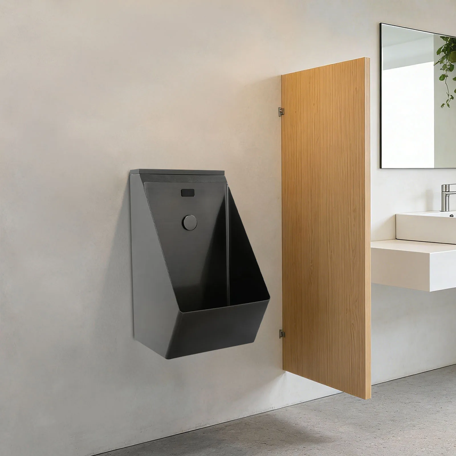 

Wall Mounted Sensor Urinal Automatic Sensor Urinal Toilet with Hidden Outlet and Curved Flush Opening for Men's Bathroom Toilet