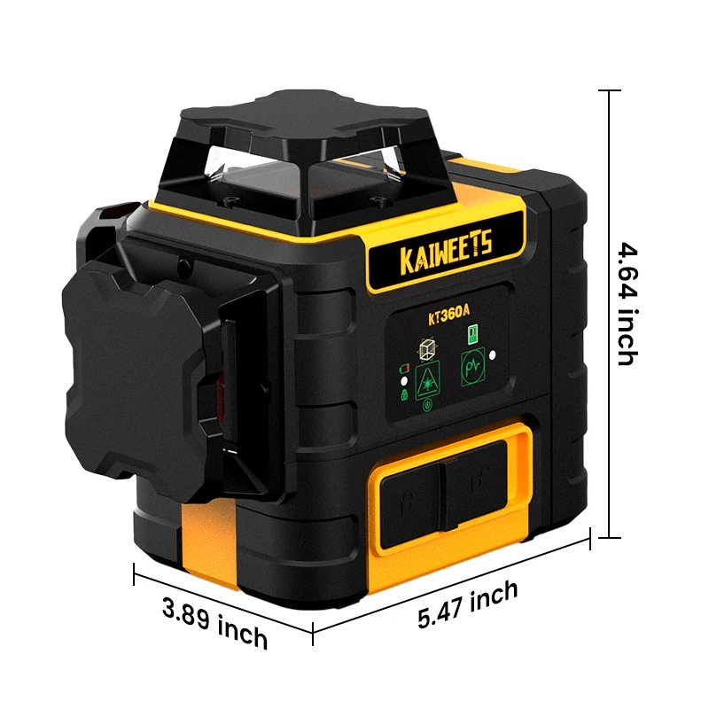 KAIWEETS KT360A 3D Cross Line Self-leveling Laser Level 360 Green Beam Three-Plane Leveling and Alignment Laser Tool