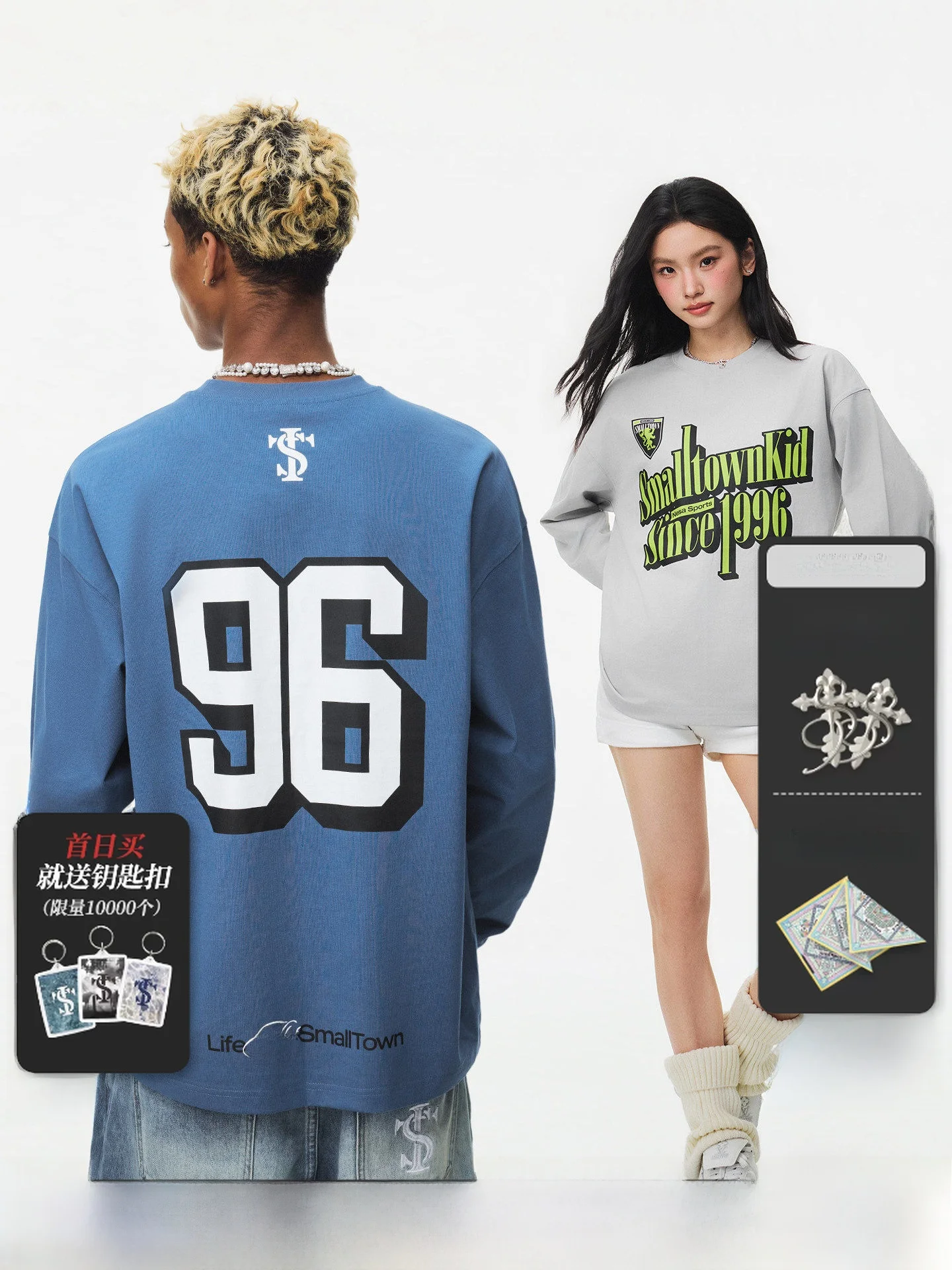 Loose Long Sleeve T-Shirt Unisex Street Style Letter Print Cotton Top for Men And Women STK Small Town Kid Brand