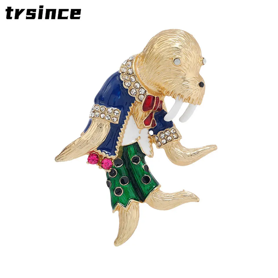 Vintage Cartoon Lovely Sea Lion Brooches for Women Unisex Classic Walrus Animal Pins Casual Party Office Brooch Pin Gifts