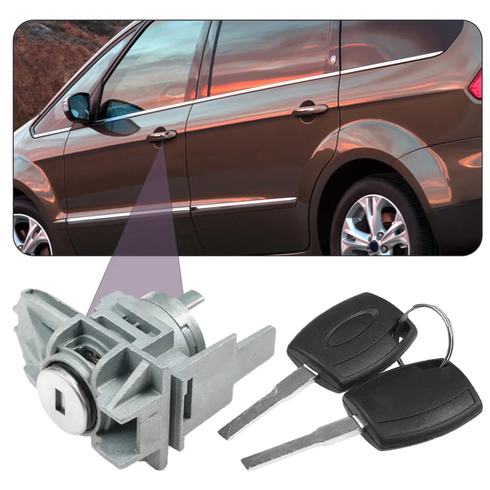Car Front Left Door Lock Cylinder with 2 Key for Ford C-Max 2007-2015 S-MAX/Galaxy 2006-2015 Ranger 2013-2020 1552849