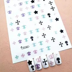 1 PC Colorful Cross Design 3D Self Adhesive Back Glue Decal Slider DIY Decoration Tools Nail Sticker TSC 056