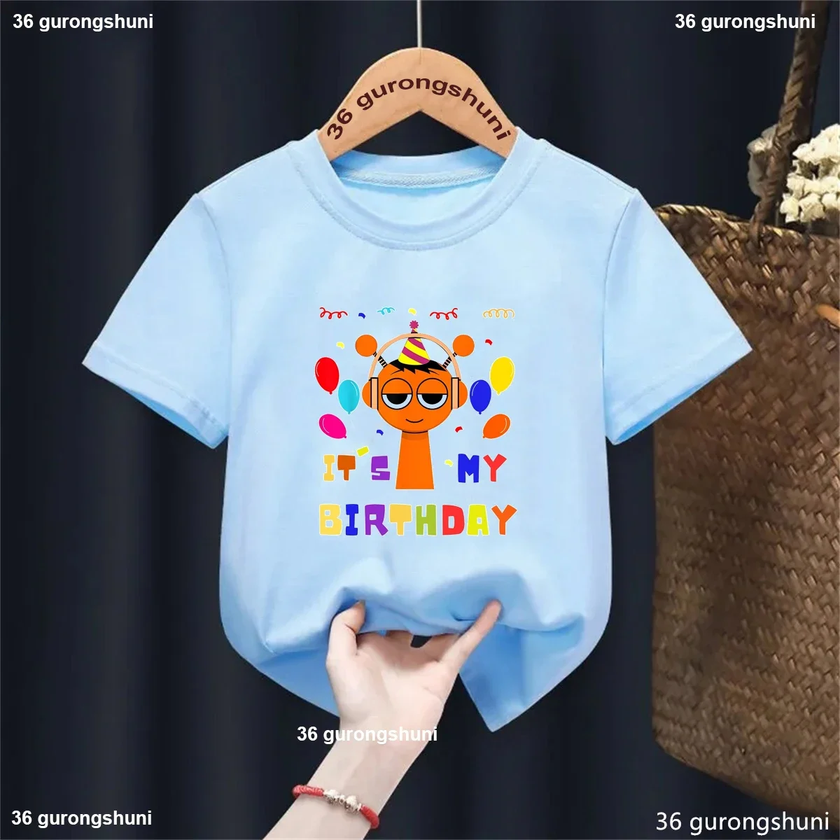 

Cool It Is My Birthday Sprunki Graphic Printed Tshirt Girls/Boys Funny Kawaii Kids Clothes Birthday Party T-Shirt Solid T-Shirt