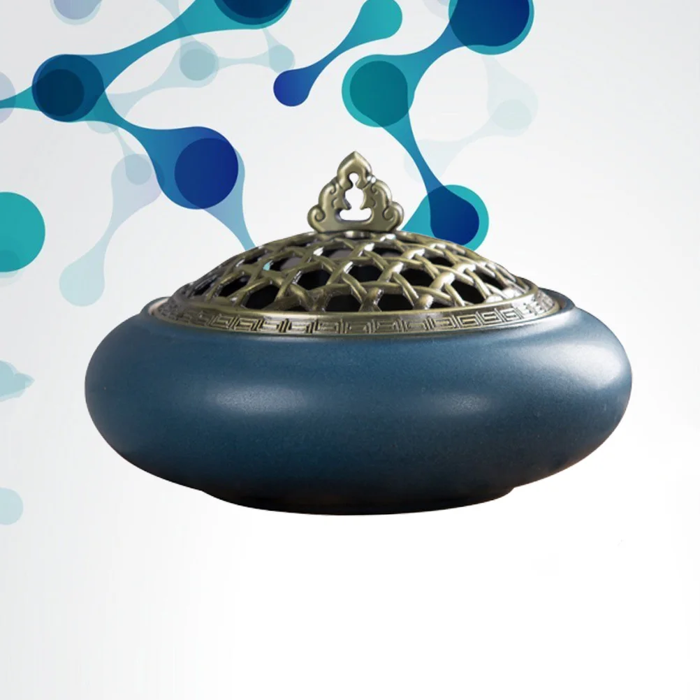 

Ceramic Incense Burner Dark Blue Carving Sauna Meditation Room Decoration Incense Burners