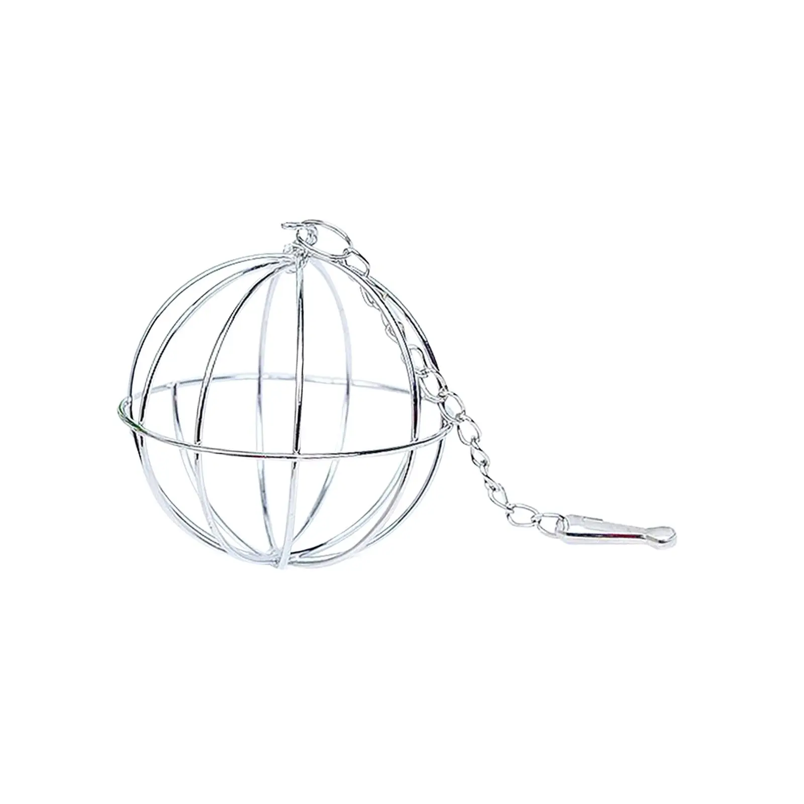 Hanging Feeder Toy 8cm Diameter Sphere Treat Toy Outdoor Travel Stainless Steel Grass Rack for Rabbit Birds Hamster Chicken Rat