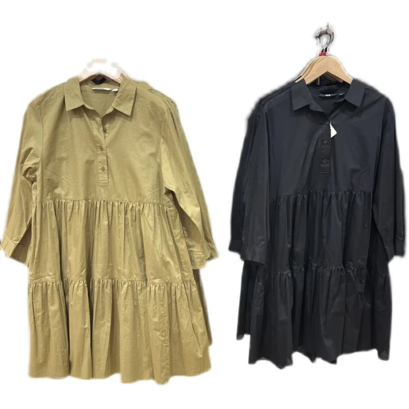 تنورة ربيعية من القطن بطبقات سبعة Sve Dr Cake على شكل حرف A Dr FX44504 للسيدات من Faion Commute Sle Long Sve...