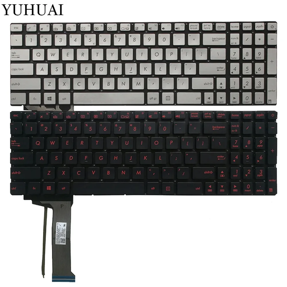 NEW FOR ASUS GL551 GL551J GL551JK GL551JM GL551JW GL551JX US laptop keyboard  Silver/Red backlit