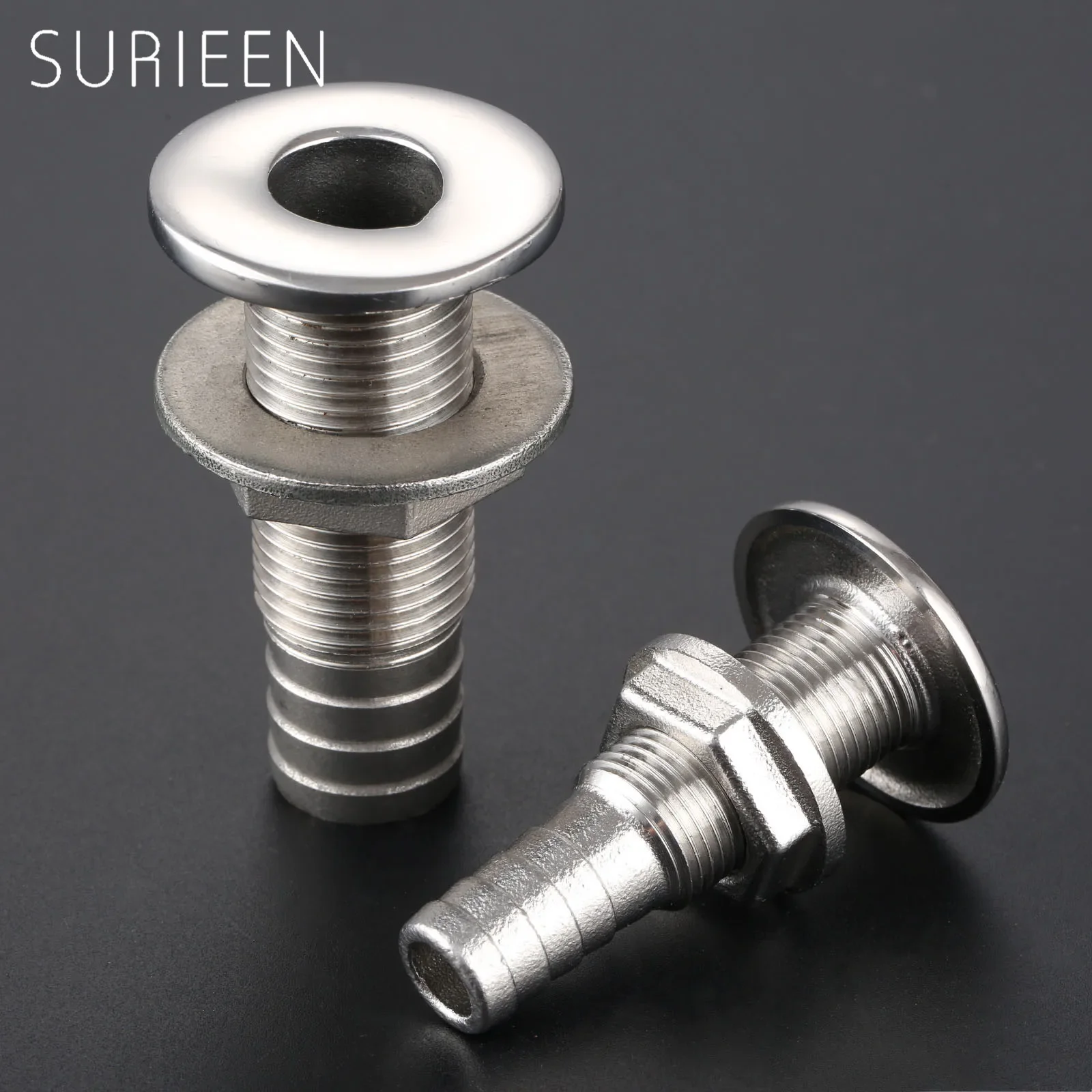 Corrosion Resistance Boat Outlet Drain Joint Marine 316 Stainless Steel Barbed Boat Thru Hull Fitting for 1/2\