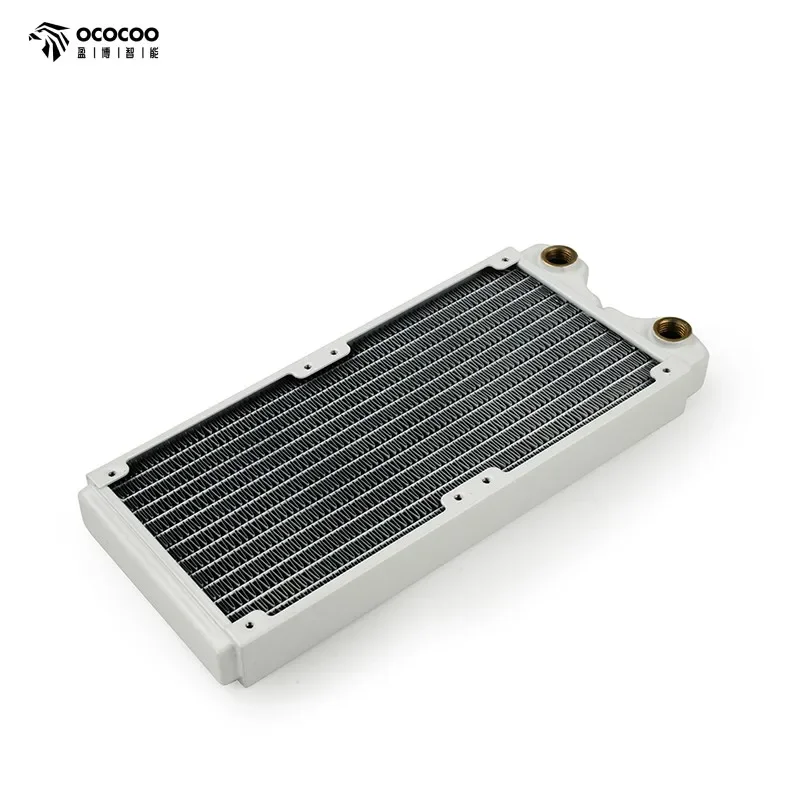 OCOCOO Copper Radiator 240mm/360mm G1/4 Therad 27mm Thickness PC Water Cooler Heat Sink Suitable For 120mm Fan White PT240/360-W