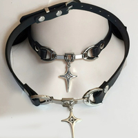 Spicy Girls Cross Choker Punk Y2K Charm Grunge Pendant PU Leather Hip Hop Necklaces for Women Gothic Jewelry Accessories Gift