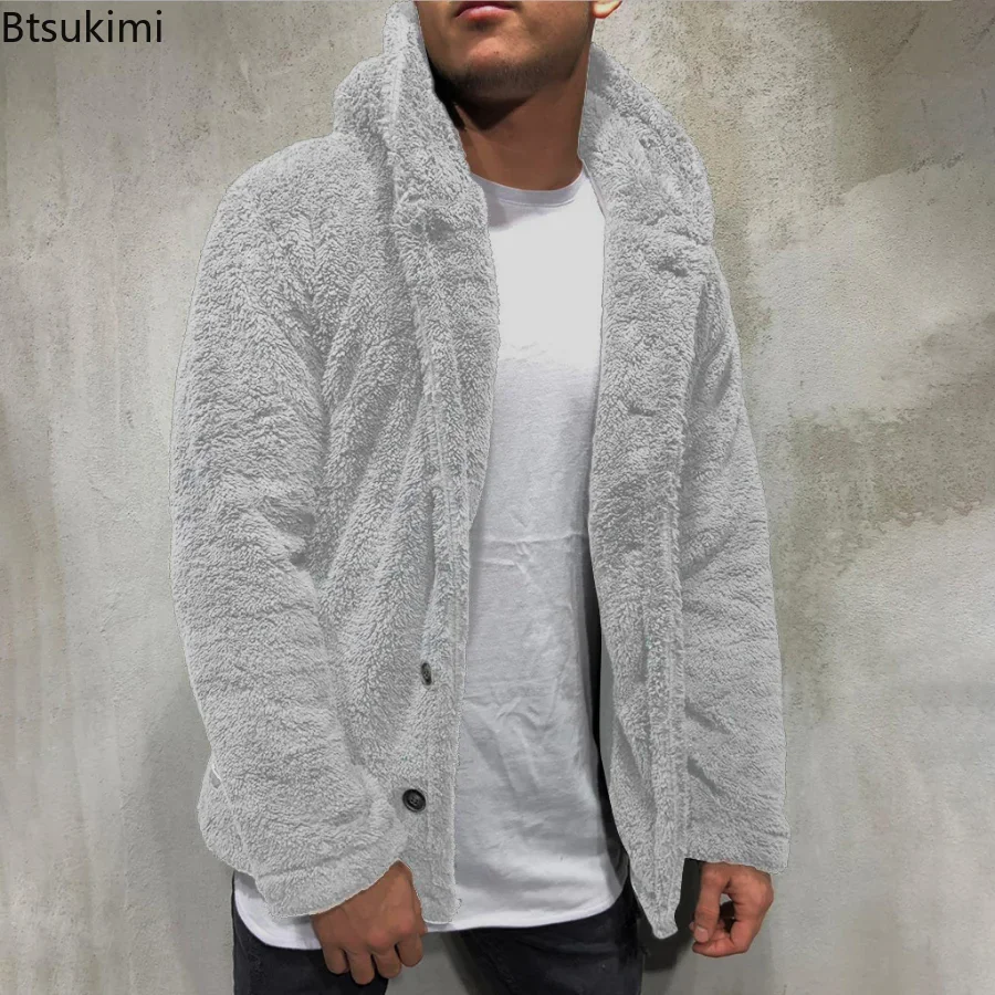 2024 Men's Warm Fleece Hoodie Coats Jacket Autumn Winter Solid Casual Long Sleeve Thicken Hooded Coat for Men Warm Coat Outwear