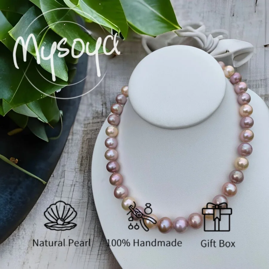 

MYSOYA 9-11 мм Эдисон красочное жемчужное ожерелье для женщин и мужчин с подарочной коробкой идеальный подарок на свадьбу, день рождения, Рождество, Новый год