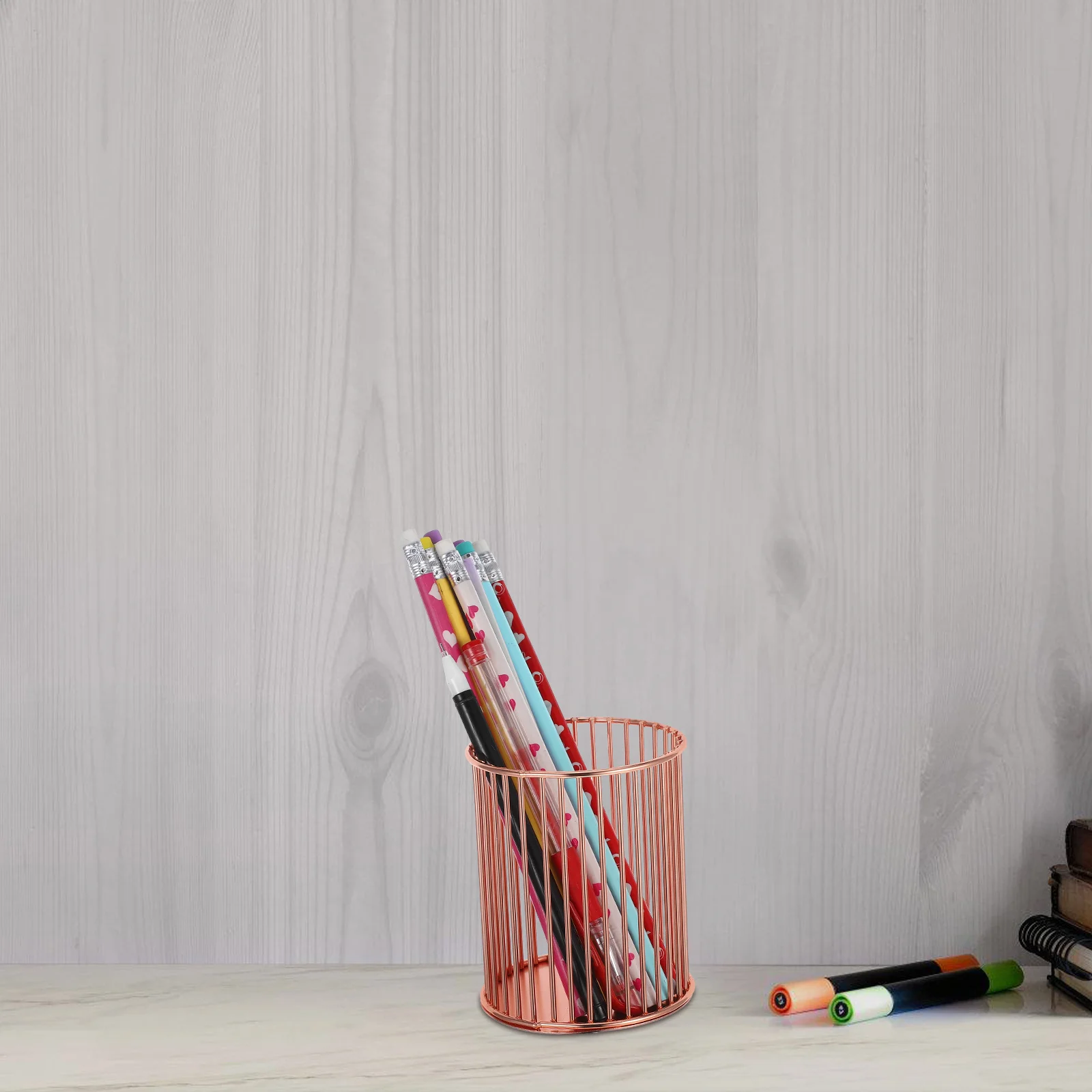 

2Pcs Metal Pen Holder Desktop Organizer Makeup Brushes Eyebrow Pencil Storage Aesthetic Office Home Accessories