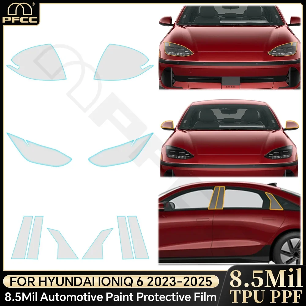

For Hyundai IONIQ 6 2023 2024 2025 Headlight Rearview Film TPU Protection Film Car Sticker Resistan Anti-scratch Clear