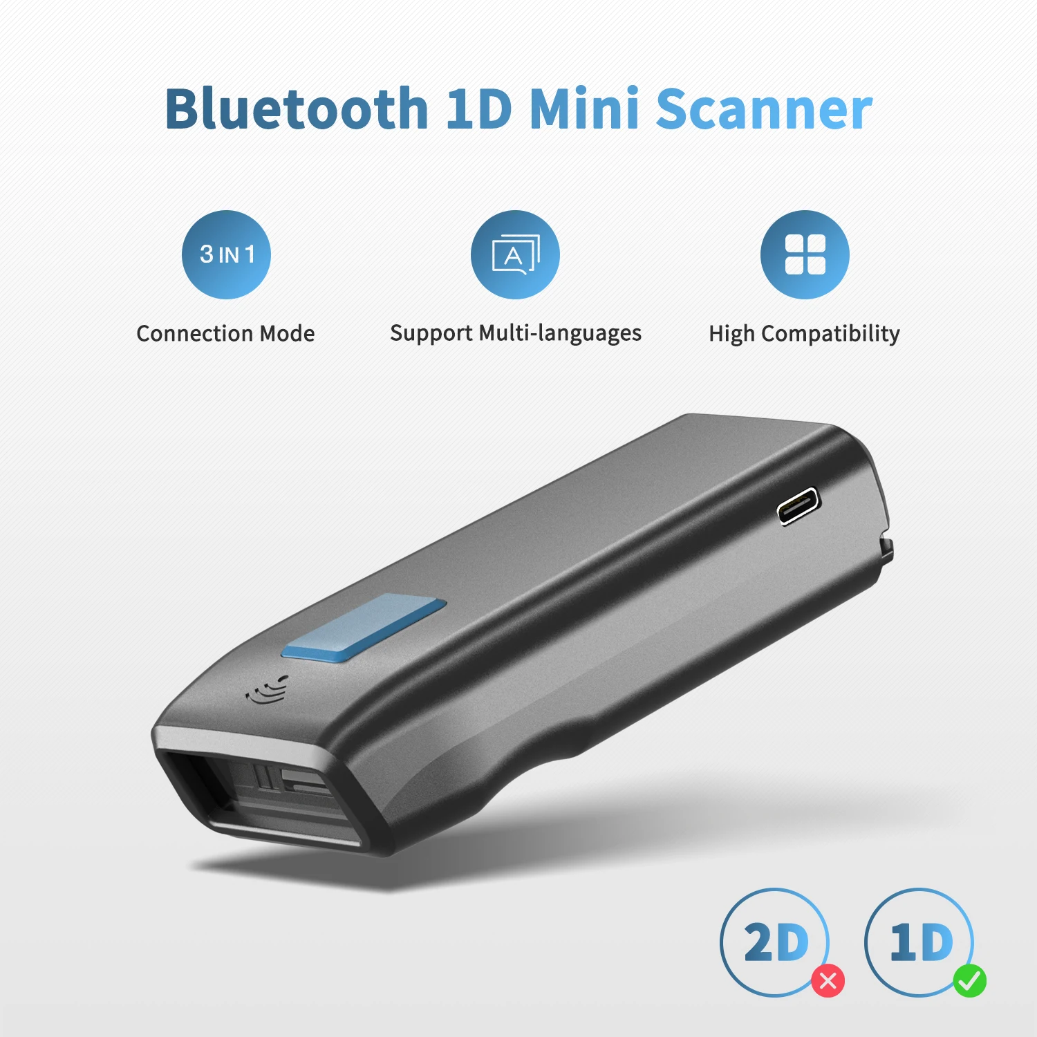 NETUM ZSS-2 Wireless QR Barcode Scanner and Blueooth Wire 2D Barcode Reader PDF417 Automatic Sensing for Pos Scanning