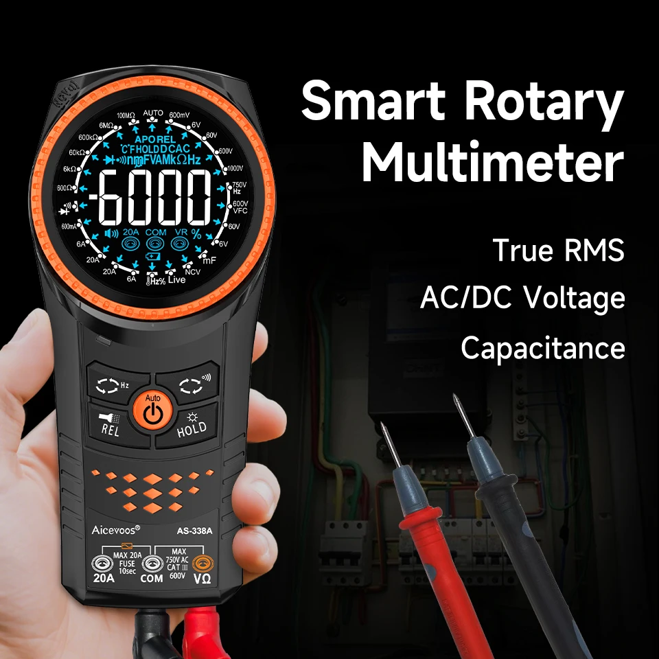 

Aicevoos Automatic Digital Smart Multimeter,6000 Counts,TRMSAC/DC Voltage Current Tester,Electrical Professional Multimetro
