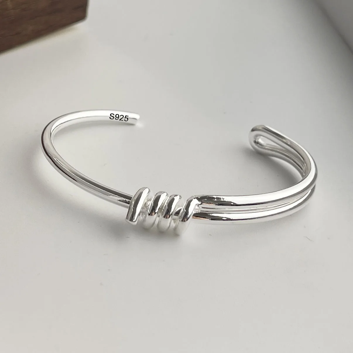 100% Solid 925 Sterling Silver Retro Bracelet for Women Men Vintage Handmade Narrow Bar Bracelet Birthday Gift