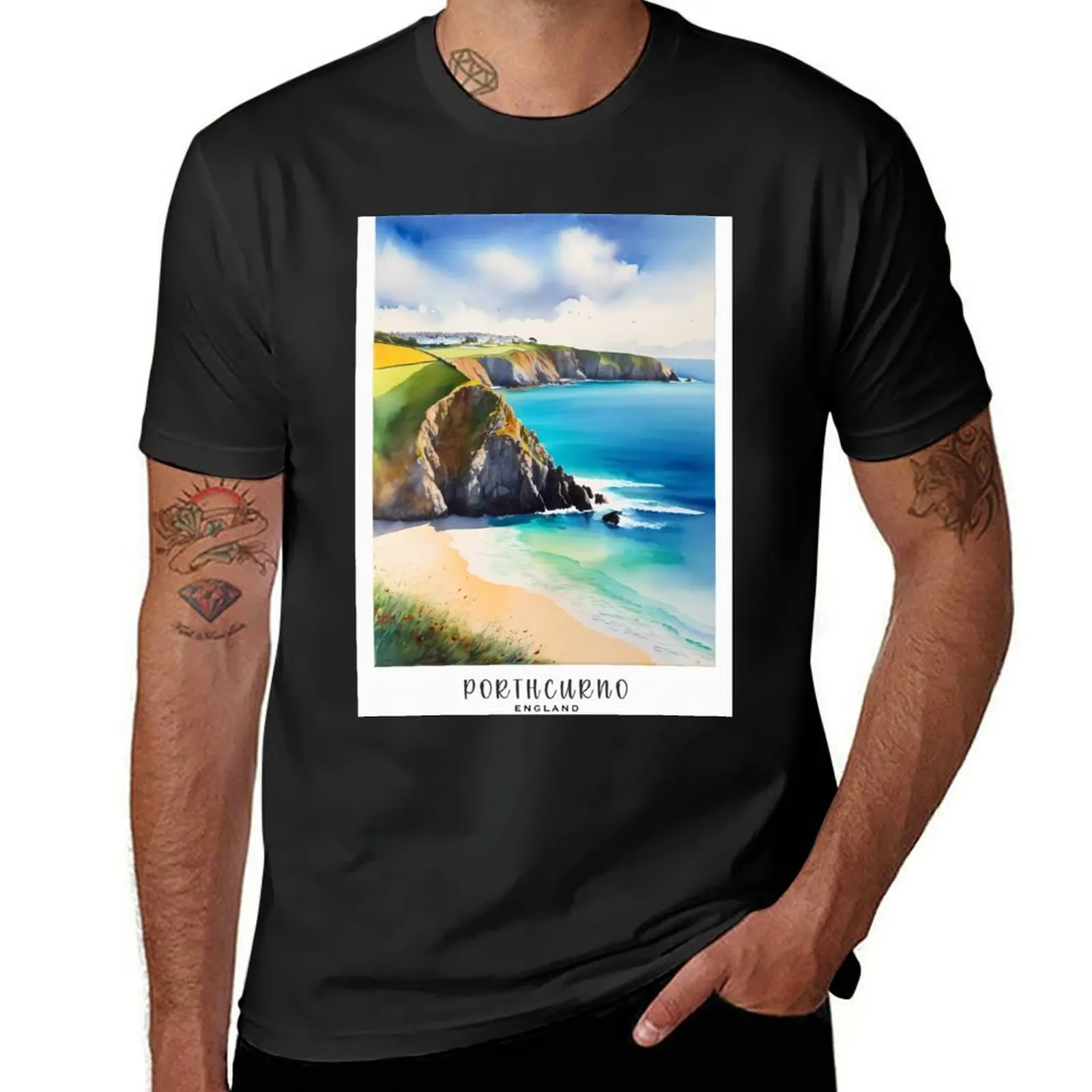 PORTHCURNO : Cornwall : /England : Seaside Serenity: Discovering Porthcurno's Coastal Charm T-Shirt