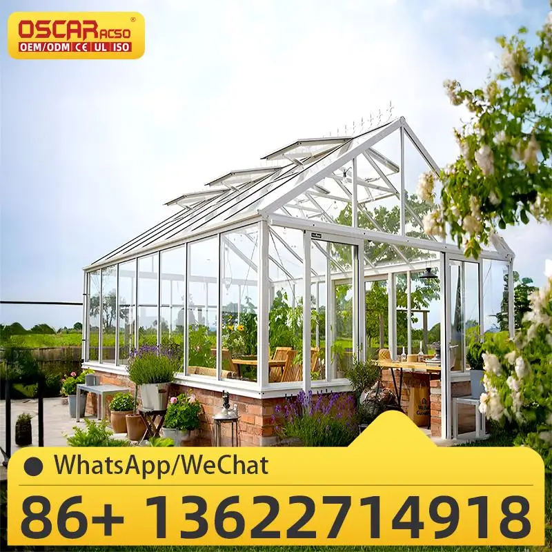 

Customized Aluminum Alloy Frame 8X8 12X20 Prefabricated Insulated Sunroom Glass Enclosure for Backyard Patio Garden sunroom