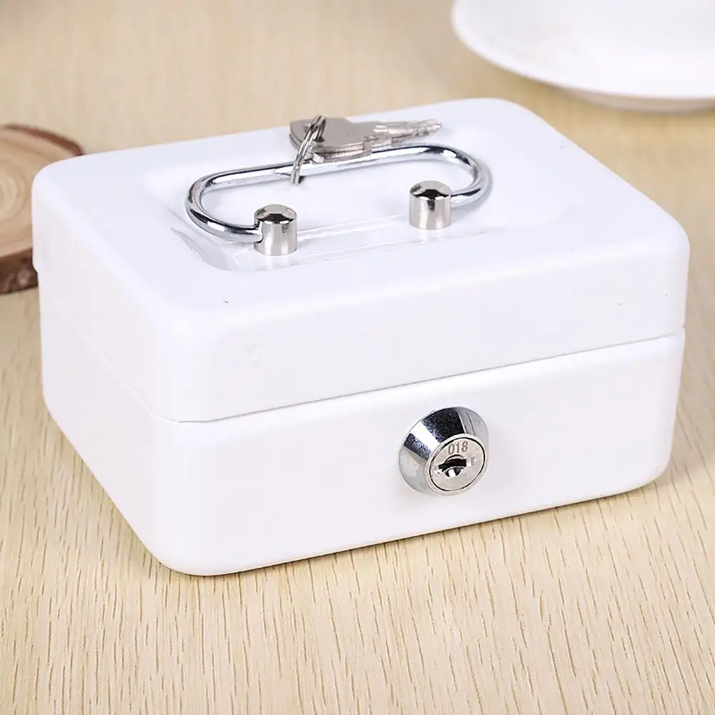 Mini Cash Box with Handle Secure Portable Cash Box with Multiple Compartments Lock Metal Safe for Jewelry Storage