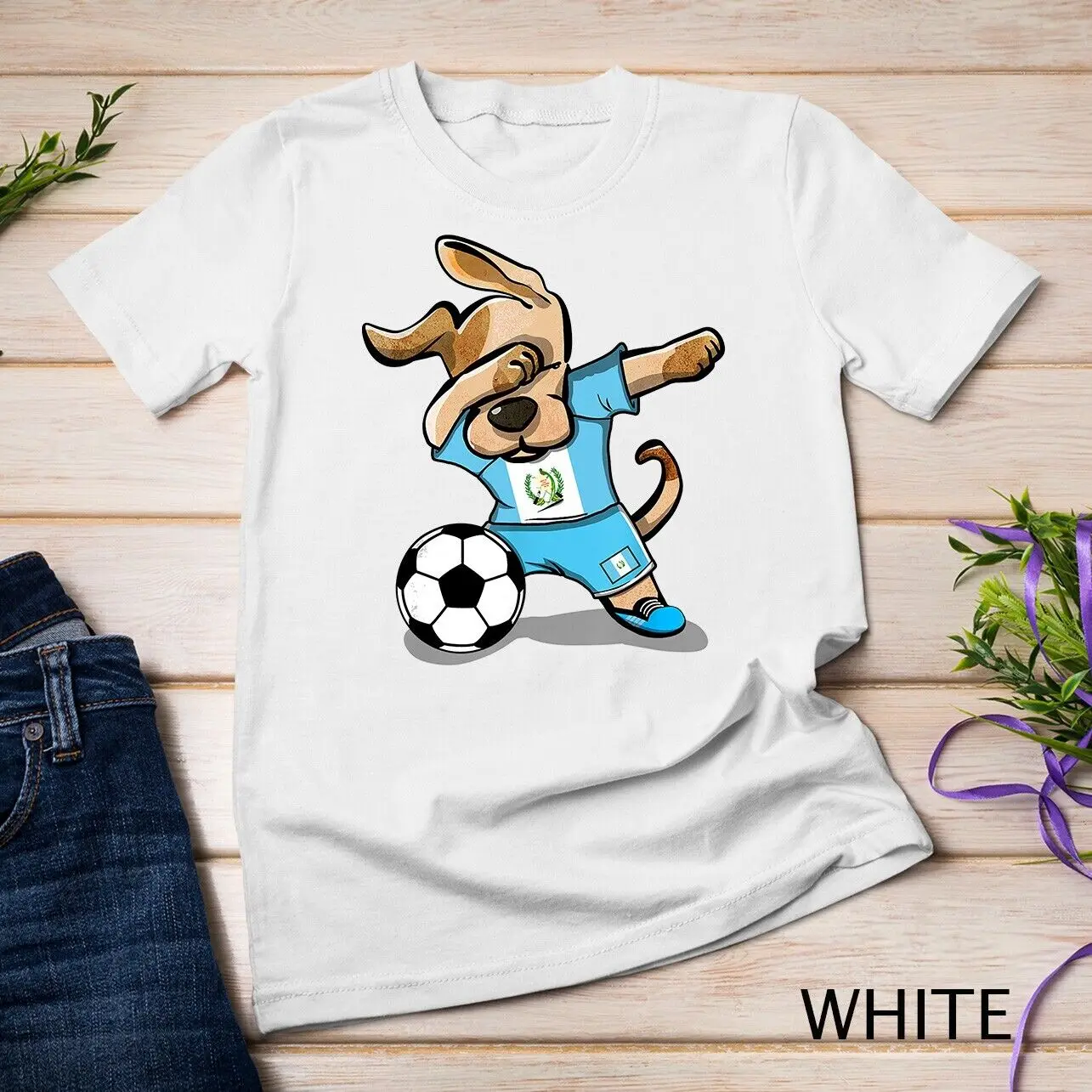 Dog Dabbing Guatemala Soccer Jersey Shirt Football Lover Unisex T-shirt