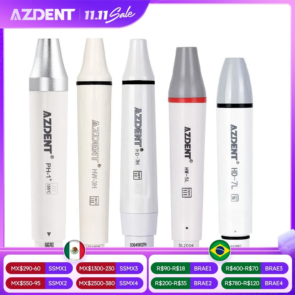 

AZDENT Стоматологический ультразвуковой пьезоскалер, наконечник HW-3H, светодиодный, подходит для SATELEC DTE WOODPECKER EMS VRN, стоматологические ультразвуковые скакалки