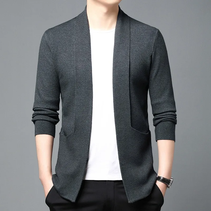 Cardigan Knitted Sweaters for Man Korean Style Turned Down Collar Jackets Sweater High Quality Casual Winter Warmer Knit Clothes