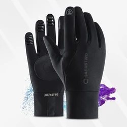 New Winter Gloves For Men Velvet Warm Touchscreen Gloves Outdoor Waterproof PU Leather Splicing Silicone Non-Slip Cycling Gloves