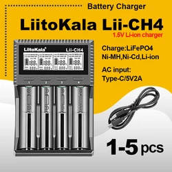 1-5pcs LiItoKala Lii-CH4 Smart Charger Intelligent Battery Charger For 1.5V AA AAA Li-ion Lithium Rechargeable Battery