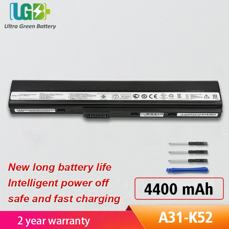 

UGB New A31-K52 A32-K52 Battery For Asus k52 A52 A52J X52F X52JB X52JC X52JE X52JG X52JK X52JR X52Jt X52JV k52j X52SG