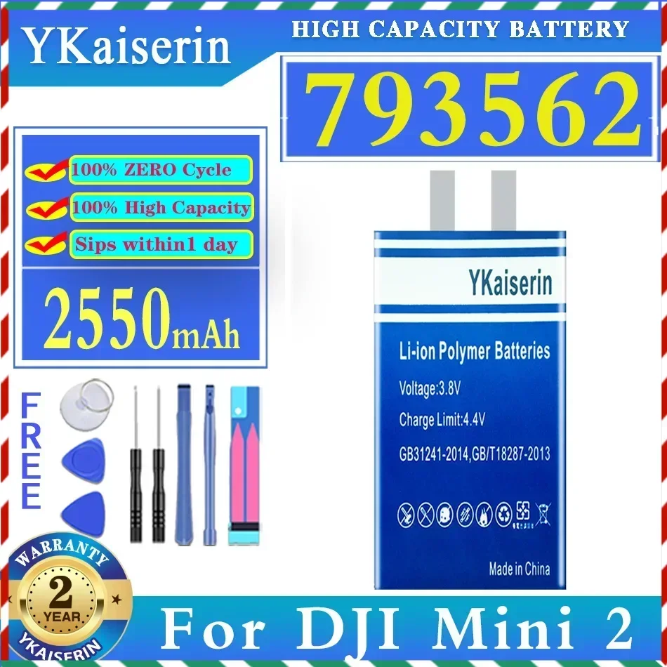 YKaiserin 2550mAh Replacement Battery 793562 For DJI Mini 2 mini2 Camera RC Drone Bateria (Your DIY Welding) Cells