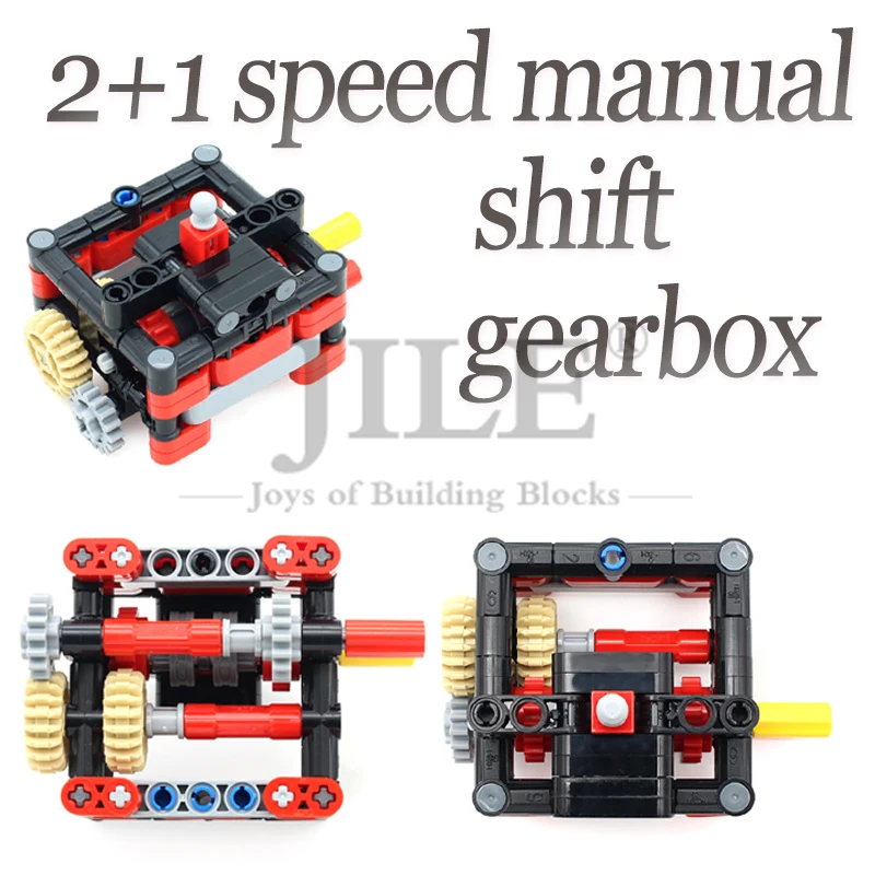 MOC Speed Power Gearbox with Reverse DIY Manual Automatc Transmission Model Building Blocks Bricks Locking Axle Differentia Kit