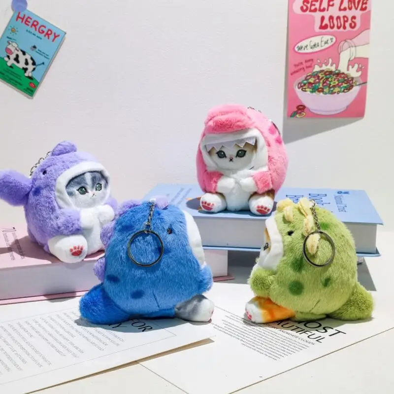 Shark Cat Cross-Dressing Dinosaur Pp Cotton Filling Plush Toy Decoration Keychain Girl Backpack Doll Wholesale Toy Pendants