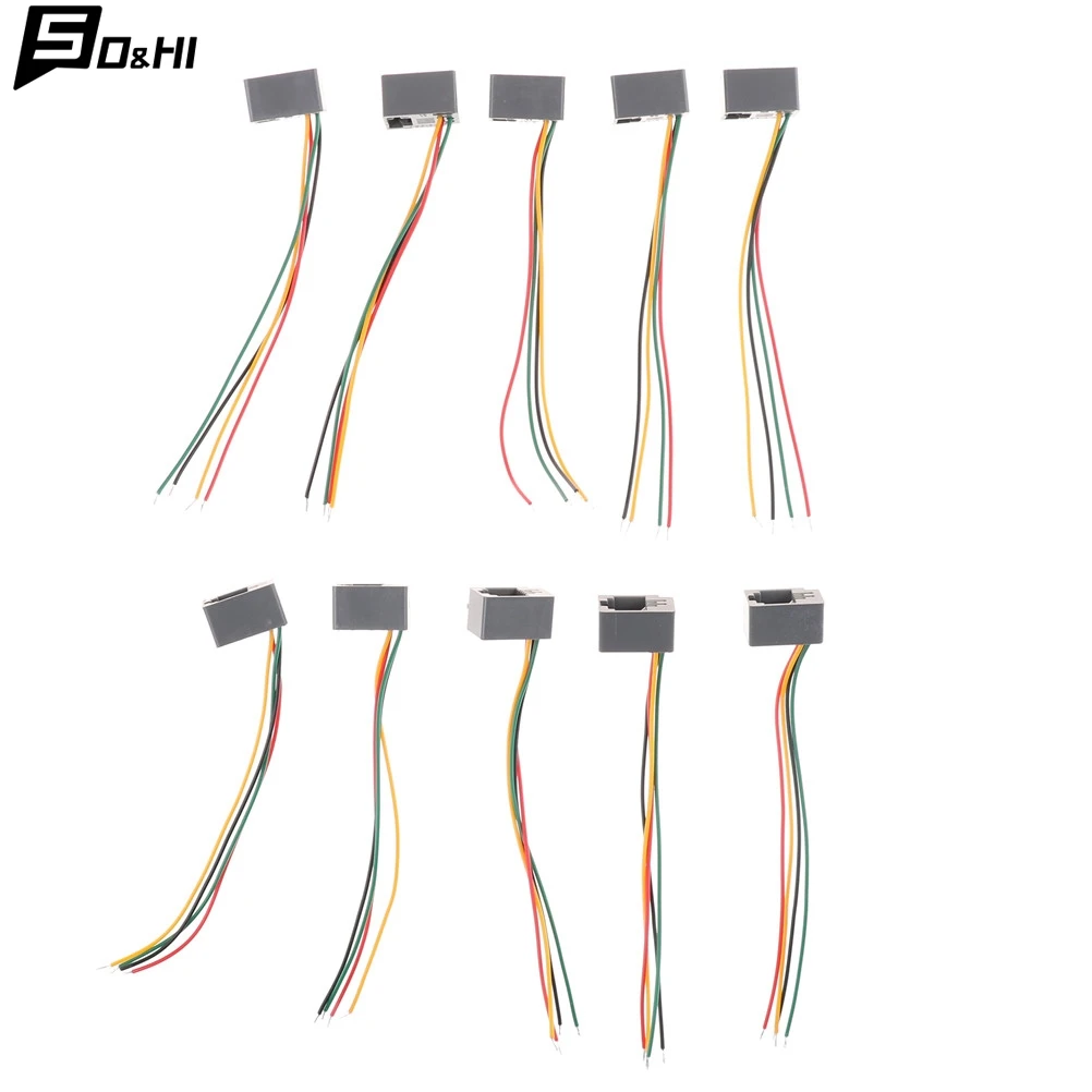 Hot sale 10Pcs 616E 4P4C RJ9 Female Telephone Connector Adapter W 4 Wires 8cm