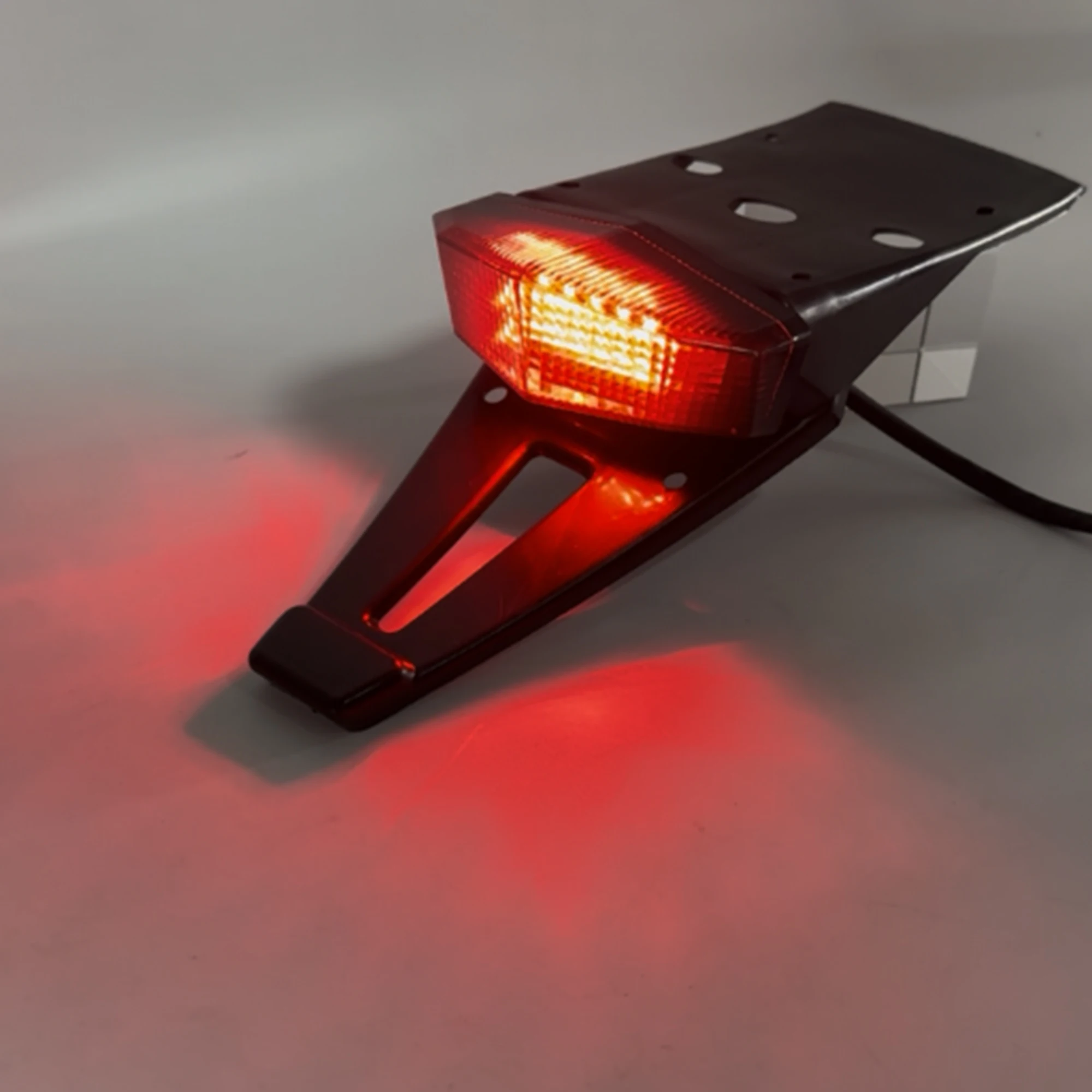 Universal 12V Motorcycle LED Tail Light Rear Fender Stop Brake Lights License Plate Light Bracket Holder for Dirt Bike Motorbike