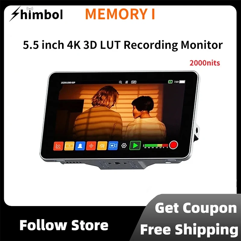 SHIMBOL MEMORY I 5.5 Inch 2000nits 4K HDR 3D LUT Touch Screen Monitor for DSLR Camera / Mp4 Video Recording Monitor 