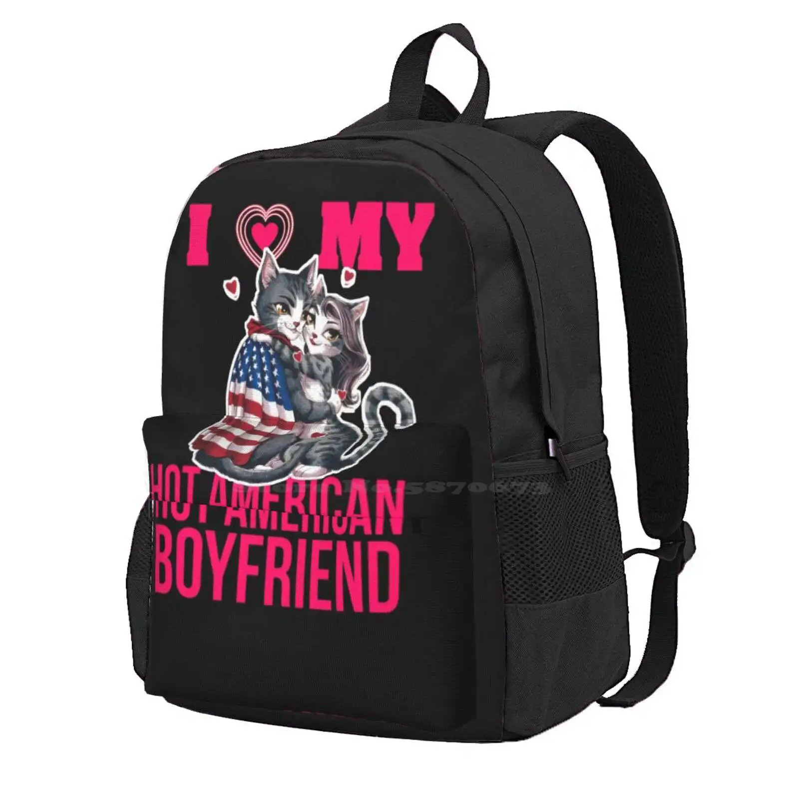 I Love My American Boyfriend - Cute Cat Couple Hot Sale Schoolbag Backpack Fashion Bags I Love My Boyfriend I Love My American